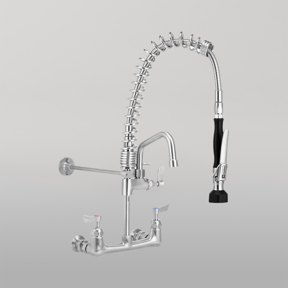 Compact Stainless Steel Exposed Wall Mounted Pre Rinse Unit With 6-inch Pot Filler