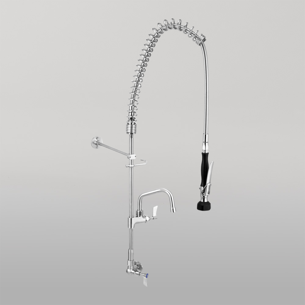 Stainless Steel Single Wall Mount Pre-Rinse with 6-inch Pot Filler