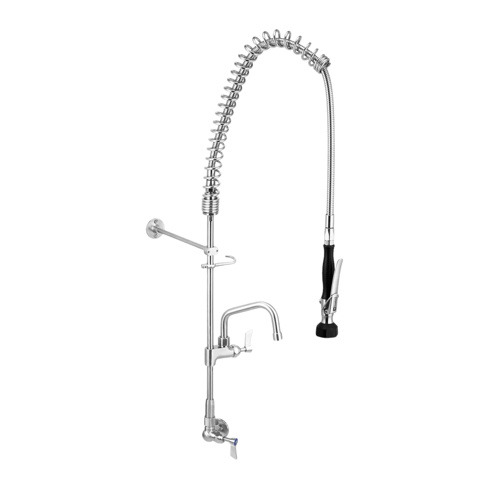 Stainless Steel Single Wall Mount Pre-Rinse with 6-inch Pot Filler