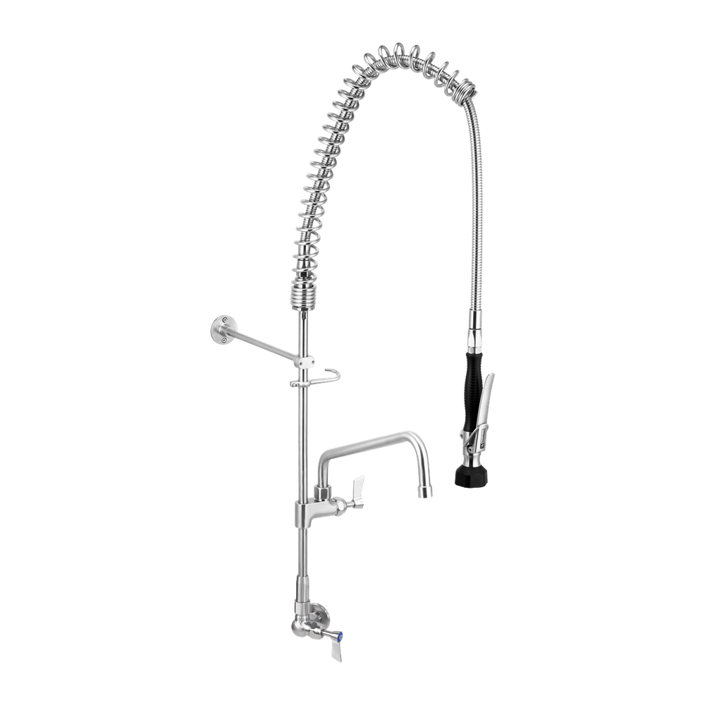 Stainless Steel Single Wall Mount Pre-Rinse with 12-inch Pot Filler