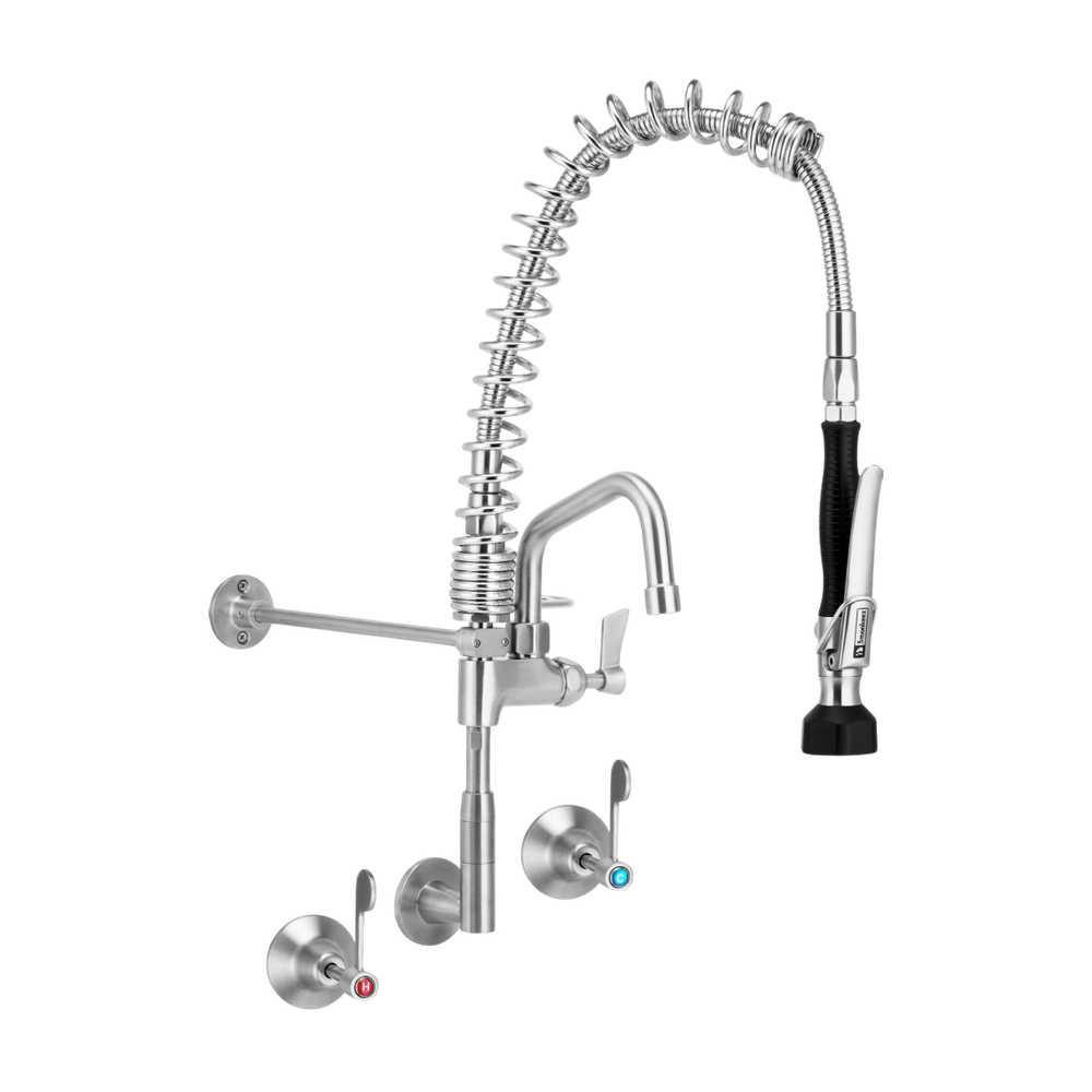 Compact Stainless Steel Wall Stops And Elbow Pre Rinse Unit With 6-inch Pot Filler