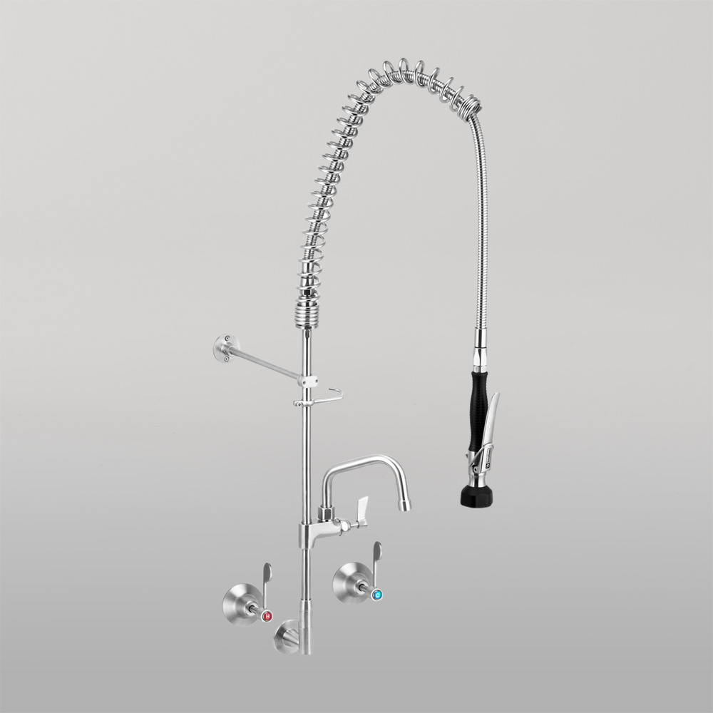 Stainless Steel Wall Stops And Elbow Pre Rinse Unit With 6-inch Pot Filler