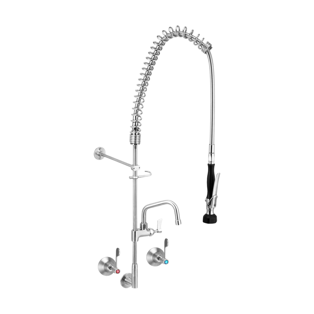 Stainless Steel Wall Stops And Elbow Pre Rinse Unit With 6-inch Pot Filler