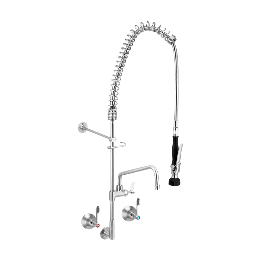 Stainless Steel Wall Stops And Elbow Pre Rinse Unit With 12-inch Pot Filler