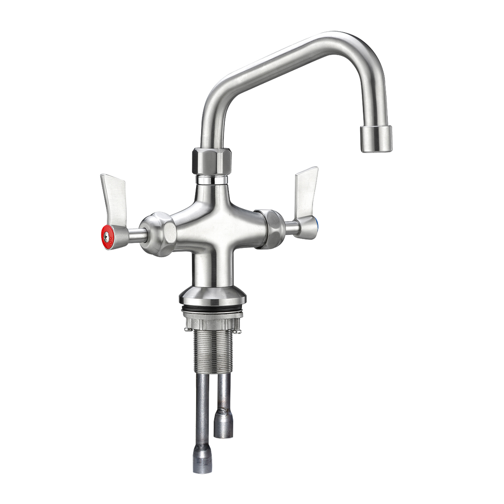 Stainless Steel Dual Bench Mount Tap Body with 8-inch Spout