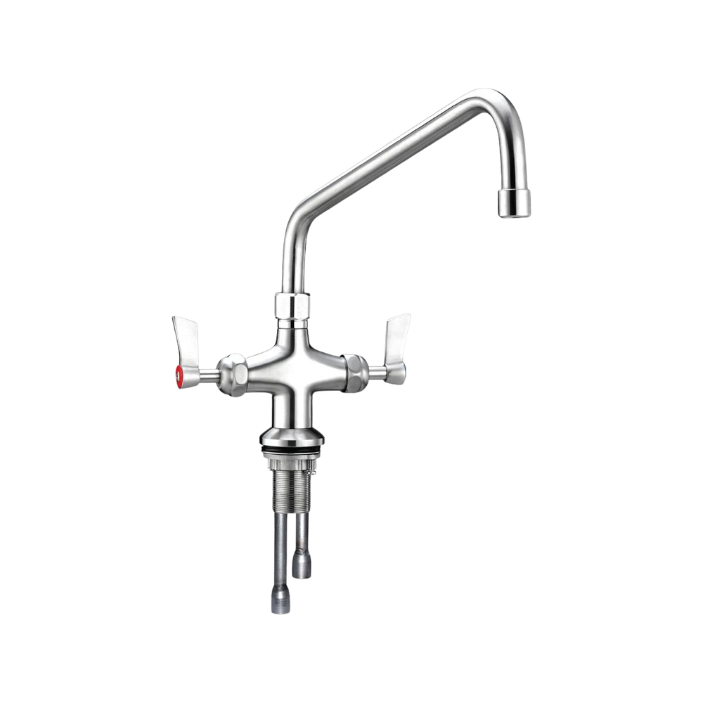 Stainless Steel Dual Bench Mount Tap Body with 12-inch Spout