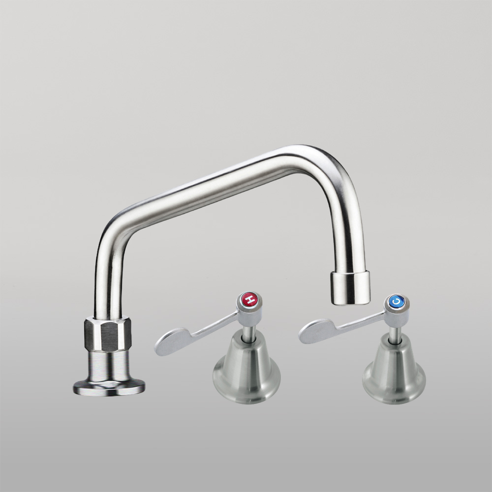 Stainless Steel Bench Mount and Basin Stops with 8-inch Spout