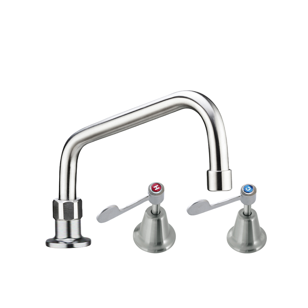 Stainless Steel Bench Mount and Basin Stops with 8-inch Spout