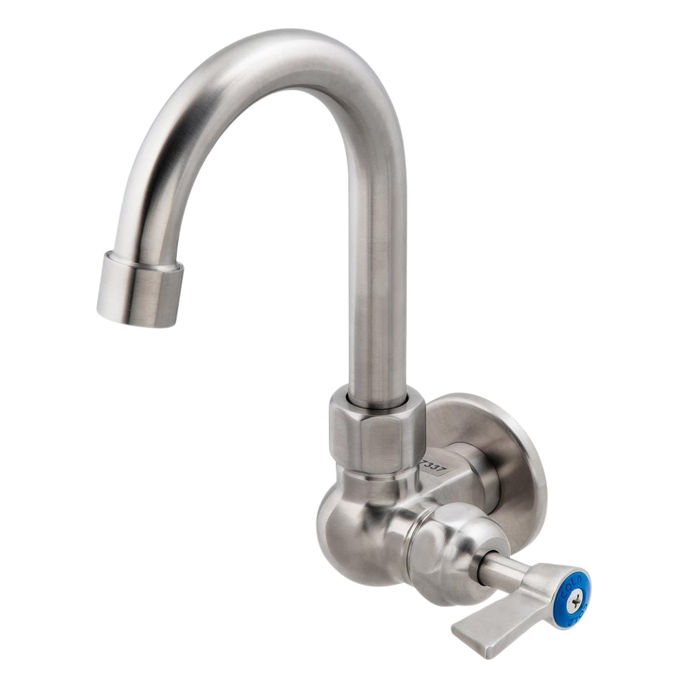 Stainless Steel Single Wall Mount Body with Single Control and 7-inch Gooseneck Swivel Spout