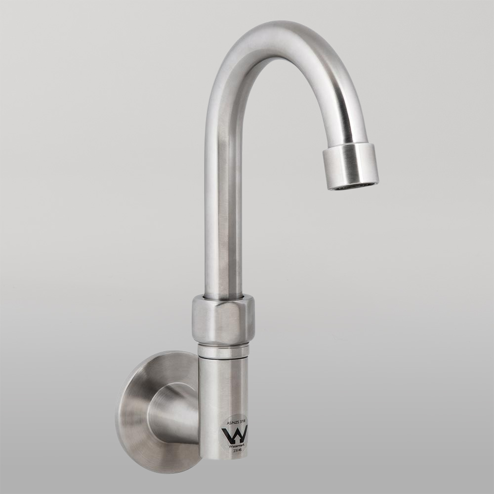 Stainless Steel Wall Elbow with 7-inch Gooseneck Swivel Spout