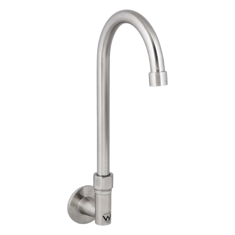 Stainless Steel Wall Elbow with 12-inch Gooseneck Swivel Spout