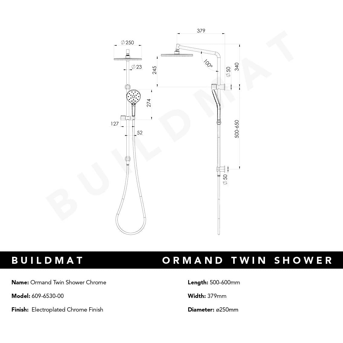 Ormond Twin Shower Chrome