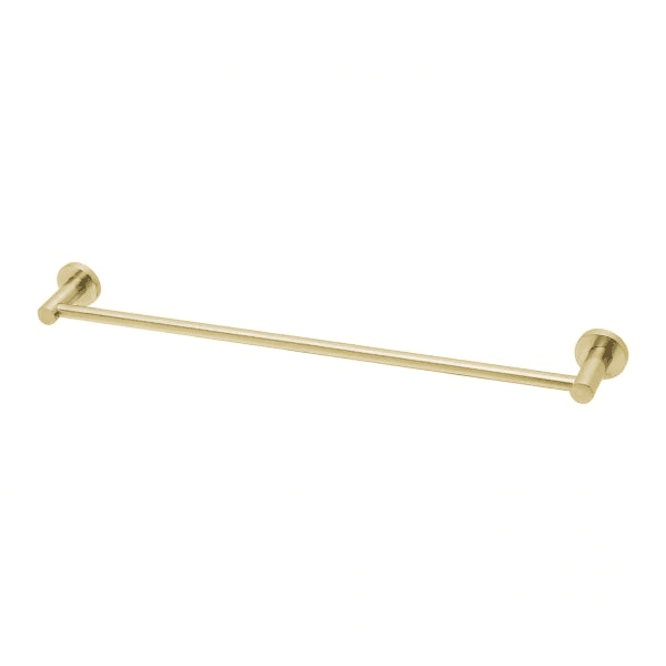 Radii Single Towel Rail 600mm Round Plate Brushed Gold