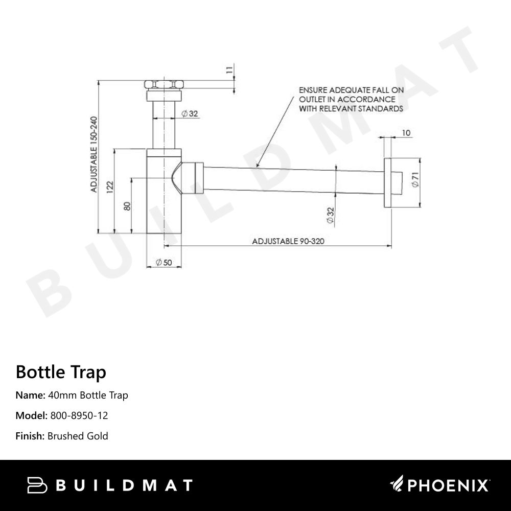 40mm Bottle Trap Brushed Gold