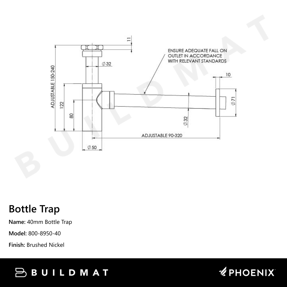 40mm Bottle Trap Brushed Nickel