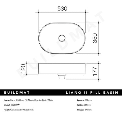 Liano II 530mm Pill Above Counter Basin Gloss White