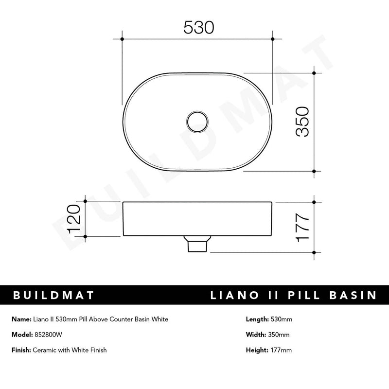 Liano II 530mm Pill Above Counter Basin Gloss White