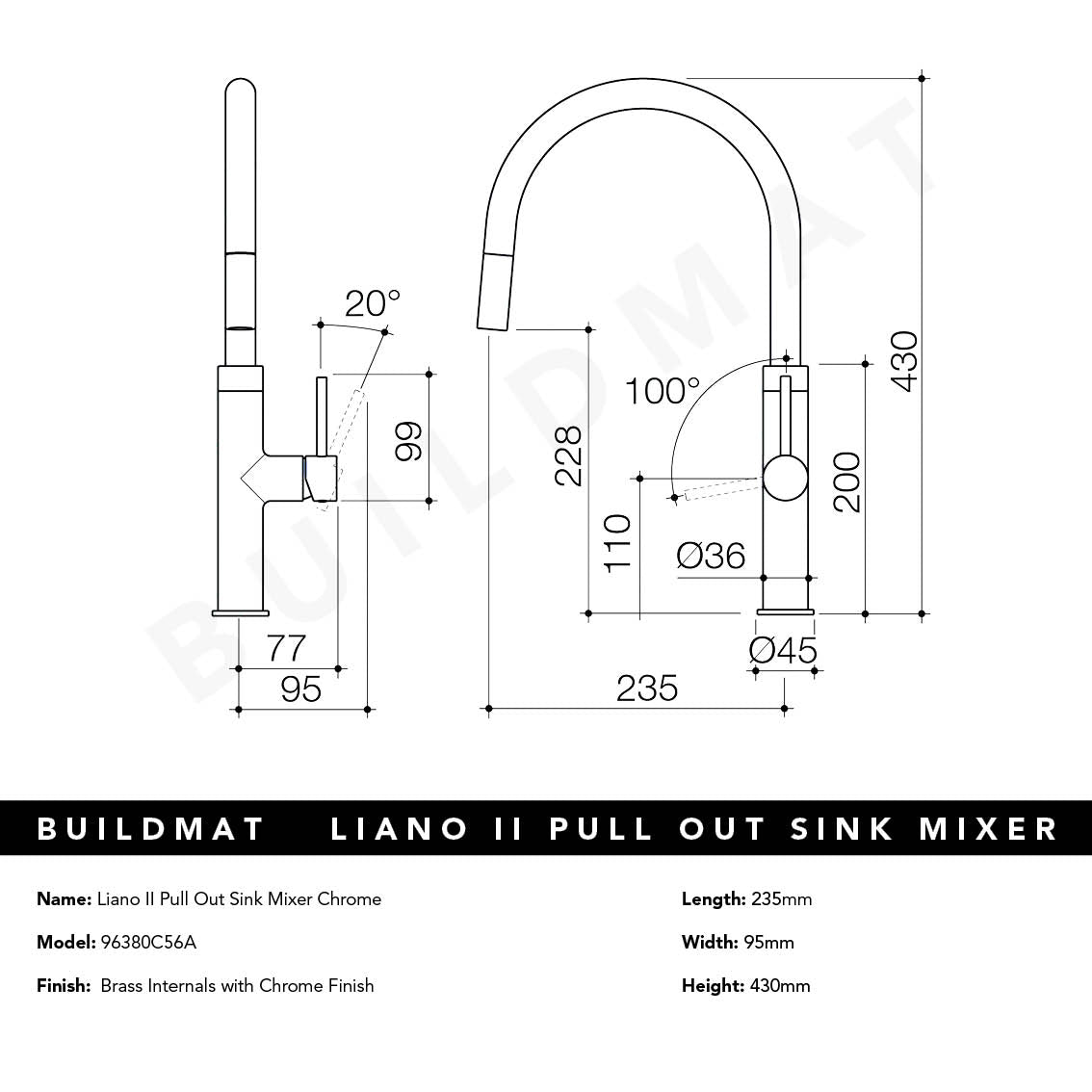 Liano II Pull Out Sink Mixer Chrome