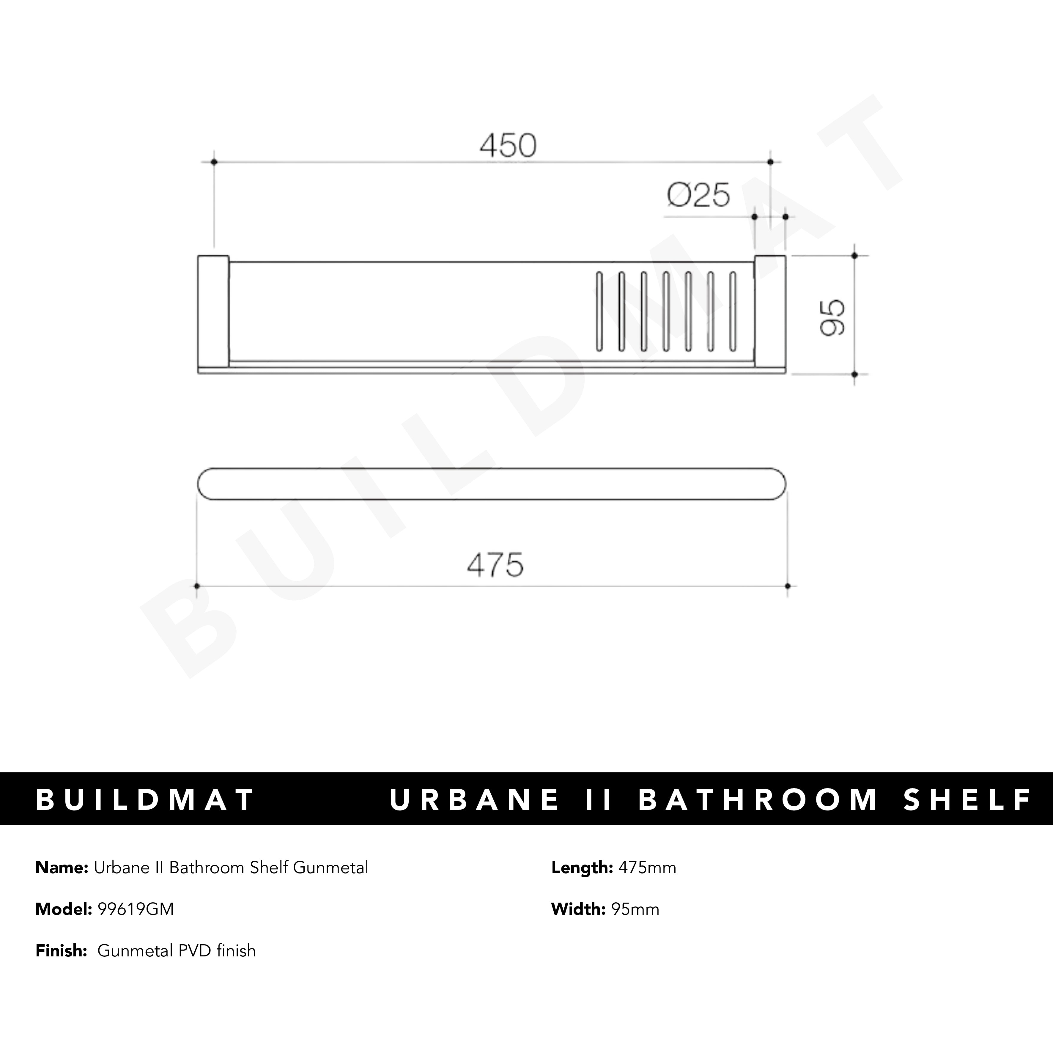 Urbane II Bathroom Shelf Gunmetal