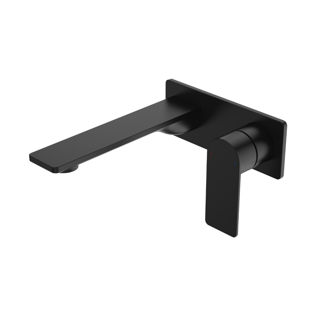 Urbane II 180mm Wall Basin/Bath Mixer and Outlet Rectangular Plate Lead Free Matte Black