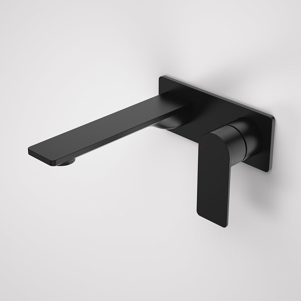 Urbane II 180mm Wall Basin/Bath Mixer and Outlet Rectangular Plate Lead Free Matte Black