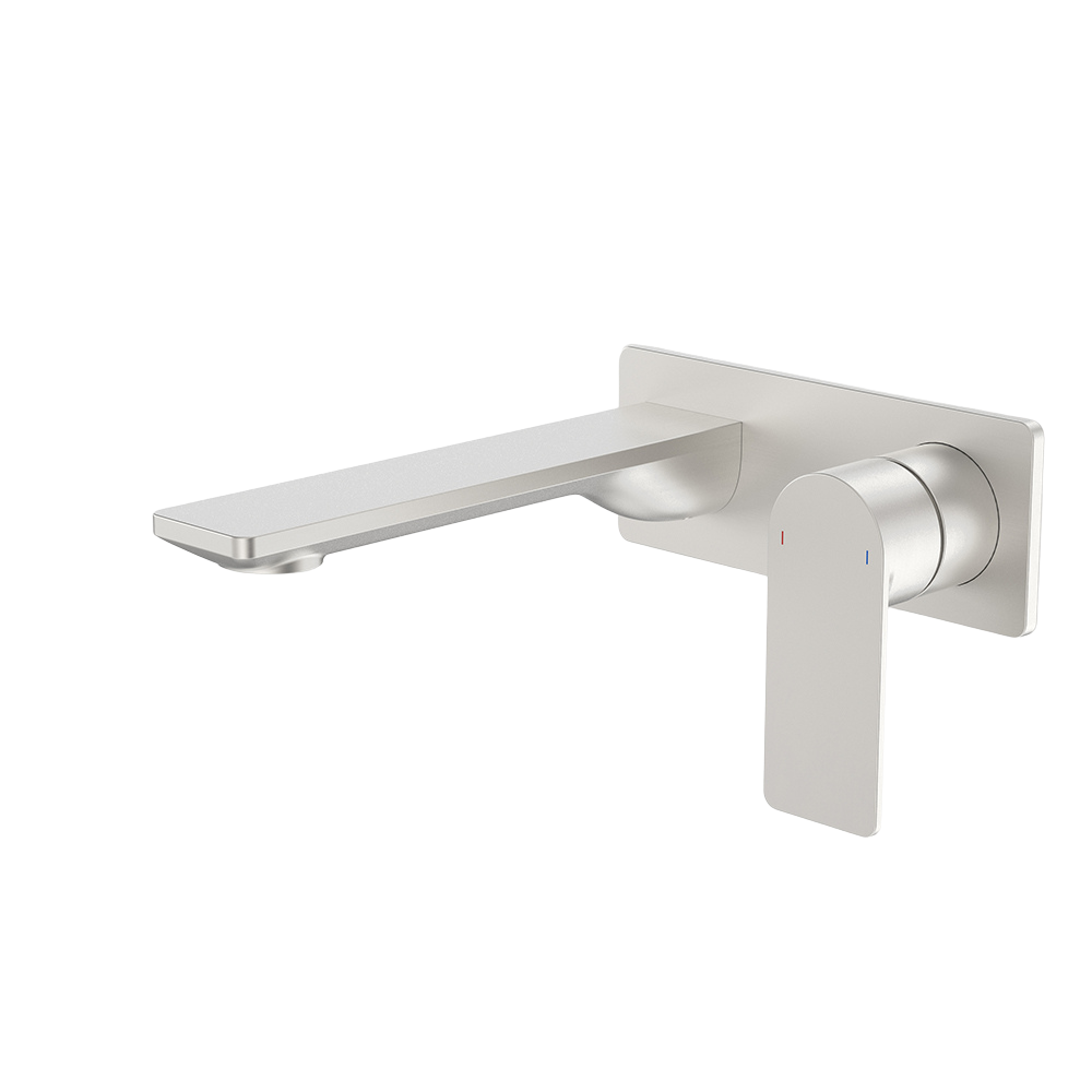 Urbane II 180mm Wall Basin/Bath Mixer and Outlet Rectangular Plate Lead Free Brushed Nickel