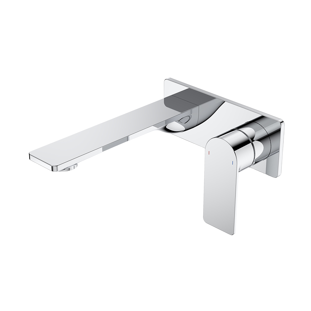 Urbane II 180mm Wall Basin/Bath Mixer and Outlet Rectangular Plate Lead Free Chrome