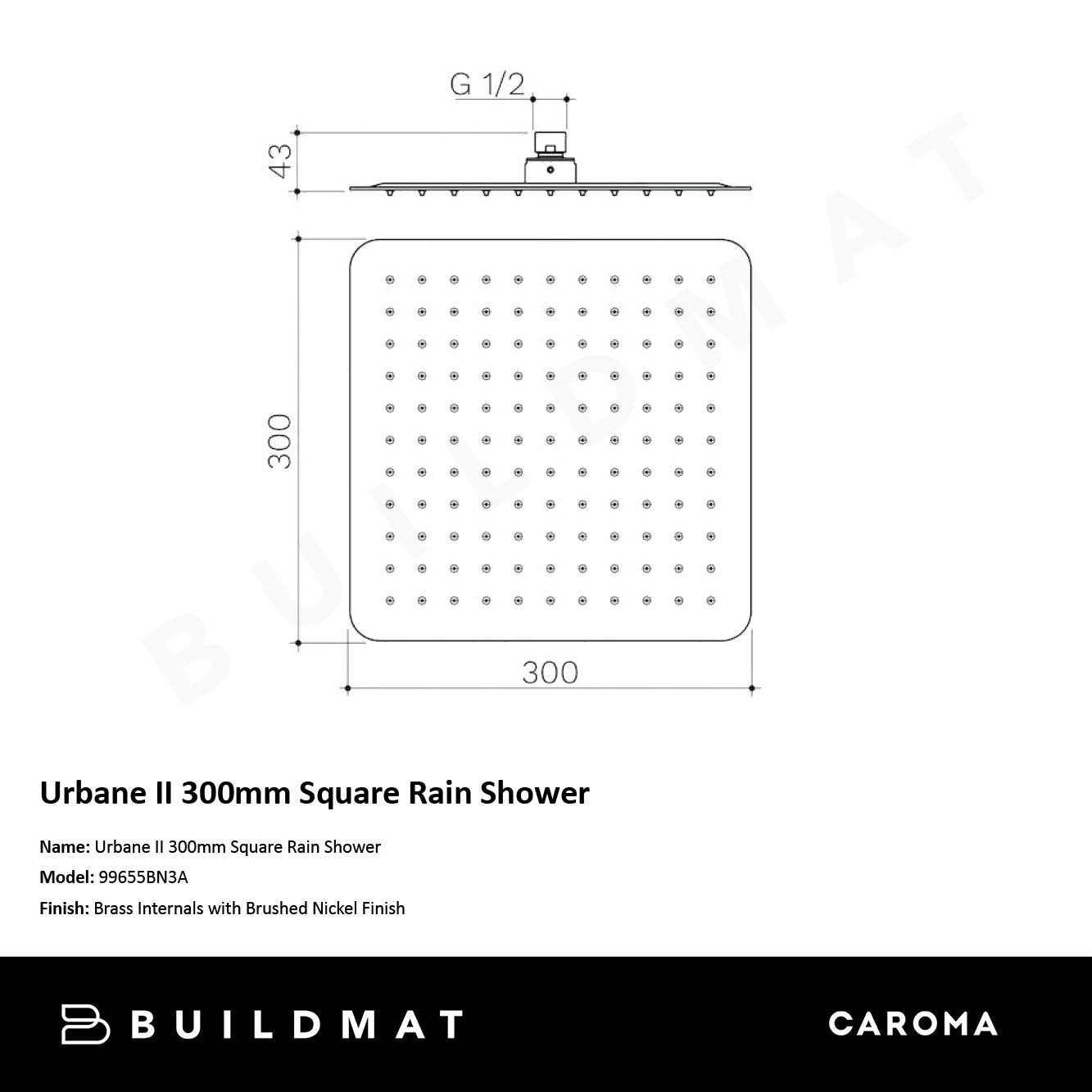 Urbane II 300mm Square Rain Shower Brushed Nickel