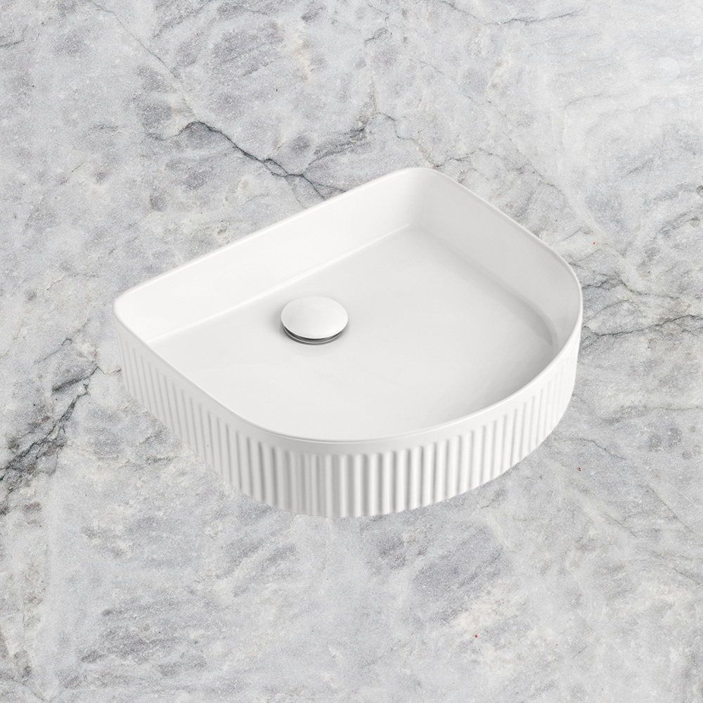 Arch Fluted Above Counter Basin Matte White