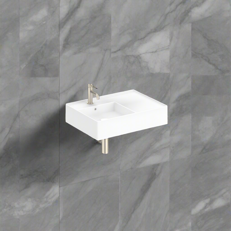 Teorema Wall Basin 600mm Left with 1 Tap Hole