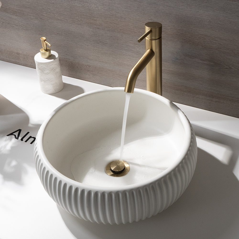 Mira Brushed Brass Gold Tall Basin Mixer