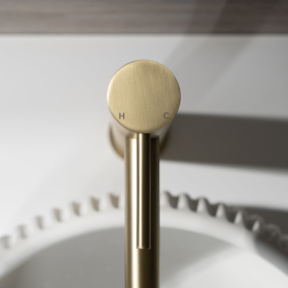 Mira Brushed Brass Gold Tall Basin Mixer