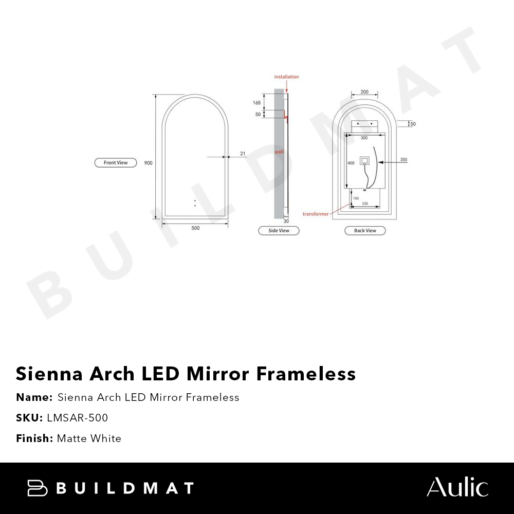 Sienna Arch LED Mirror Frameless