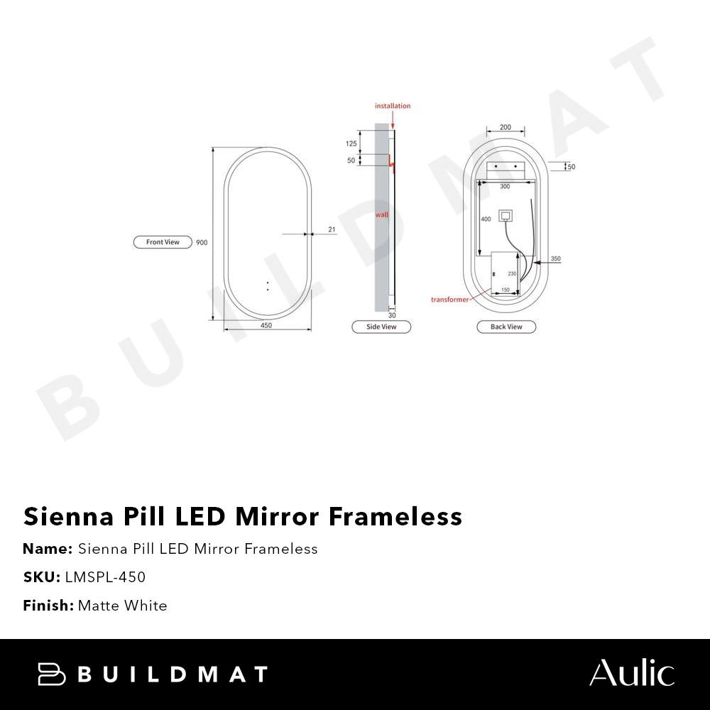 Sienna Pill LED Mirror Frameless