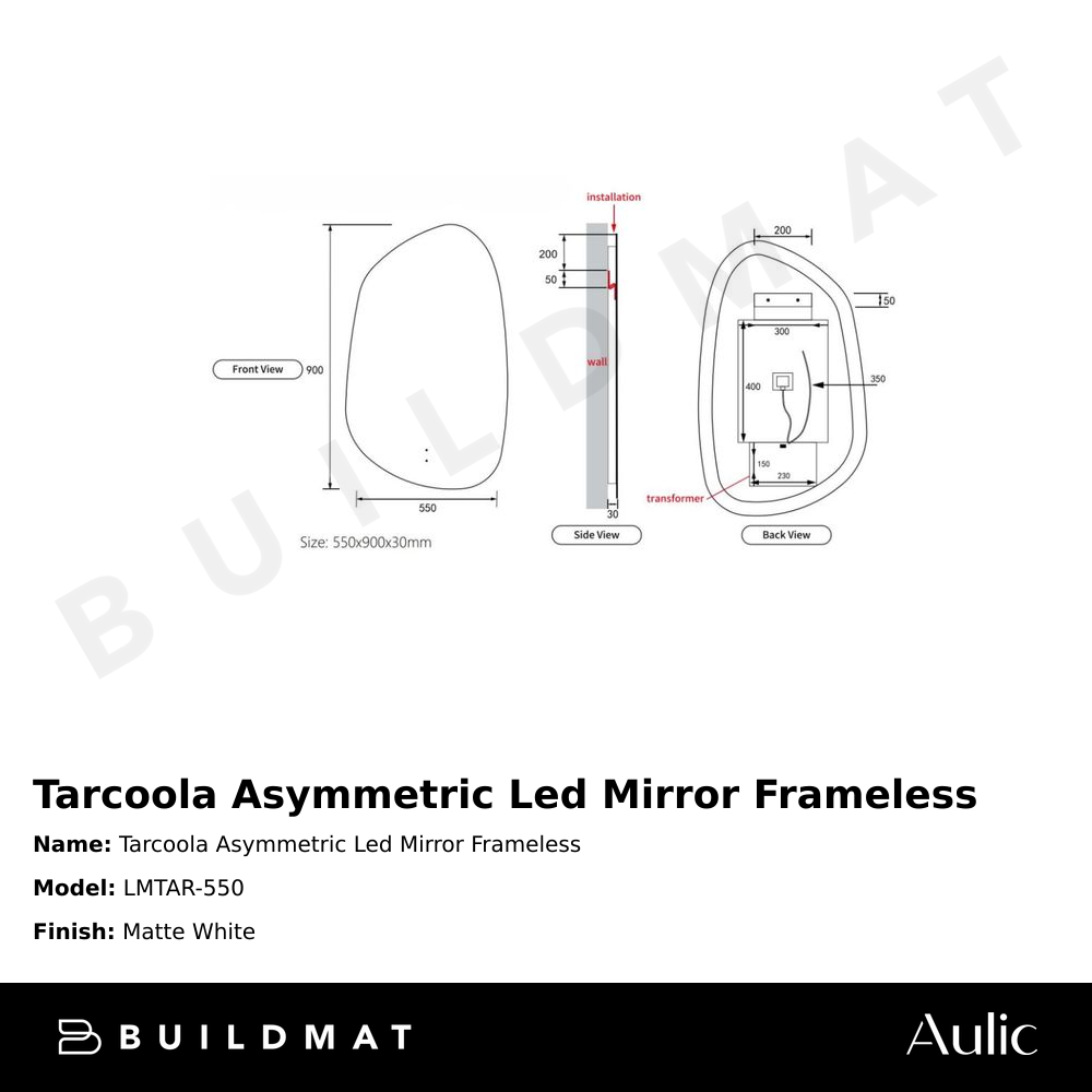 Tarcoola Asymmetric LED Mirror Frameless