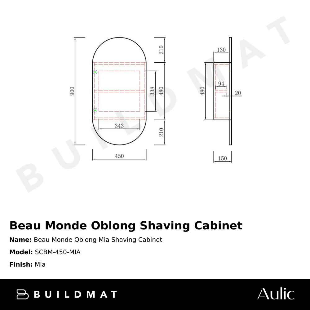 Beau Monde Oblong Mia Shaving Cabinet