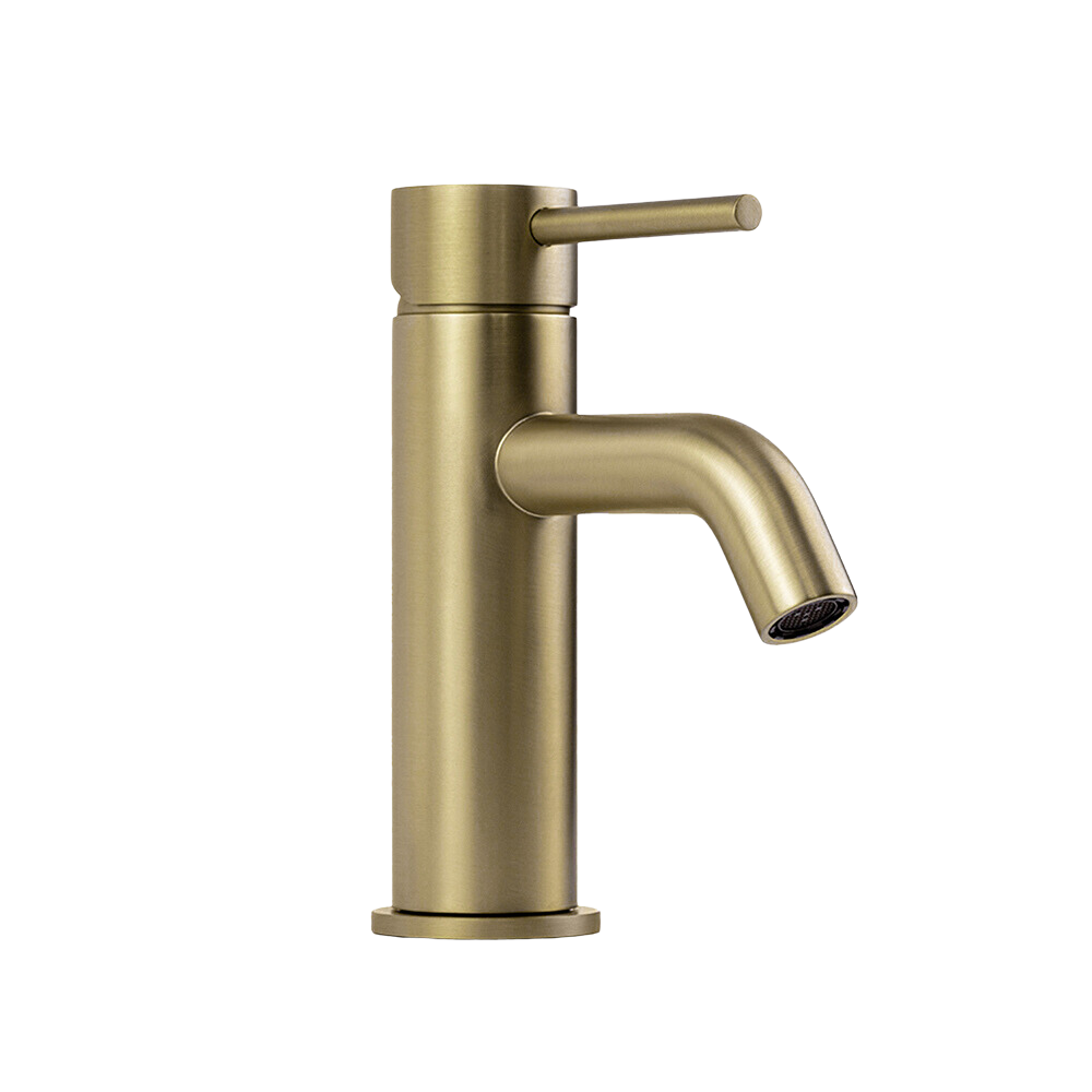 Mira Brushed Brass Gold Short Basin Mixer