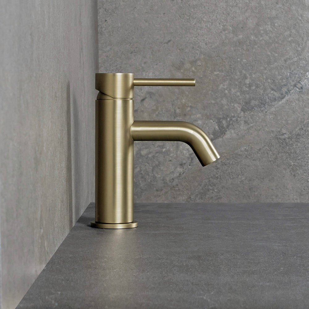 Mira Brushed Brass Gold Short Basin Mixer