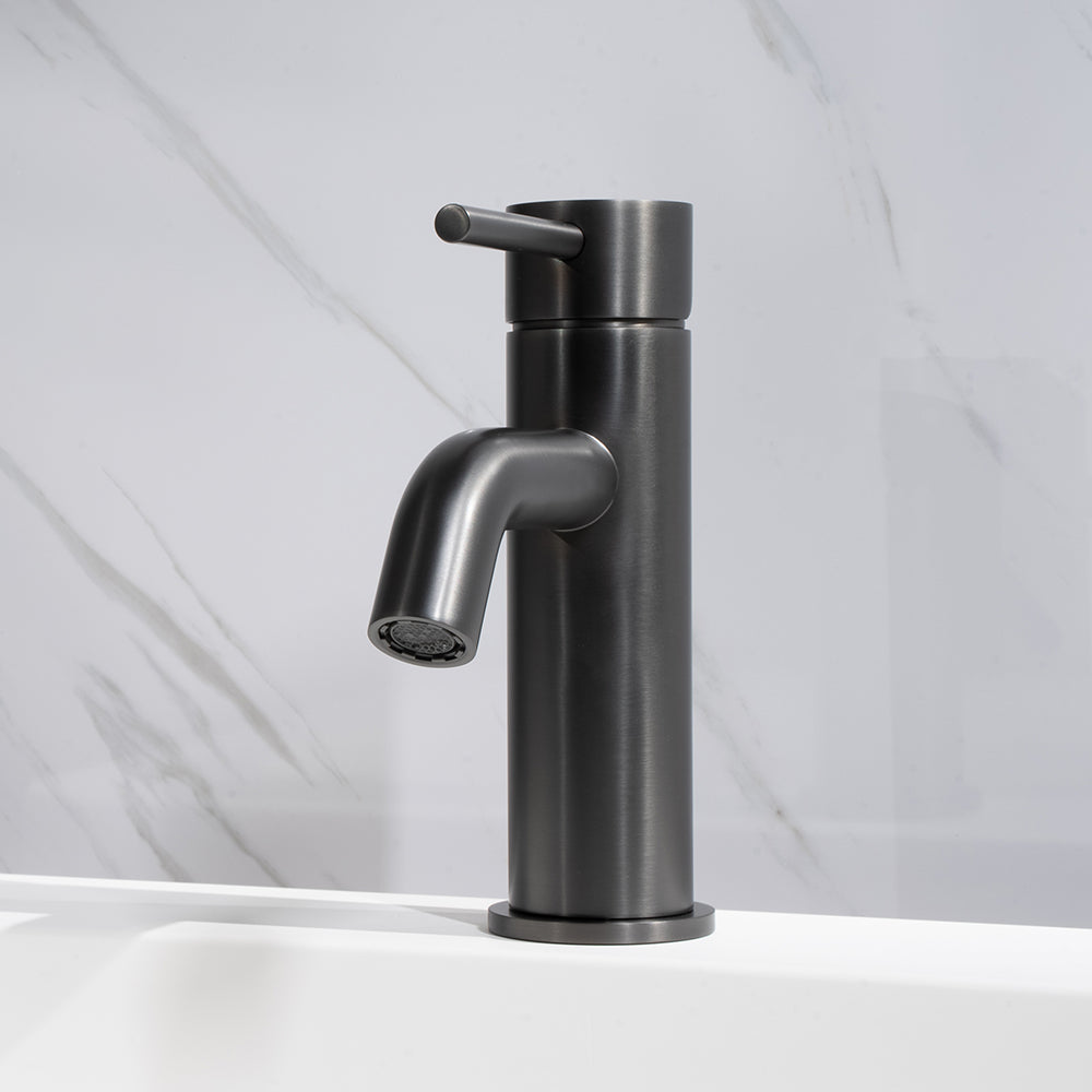 Mira Brushed Gunmetal Short Basin Mixer