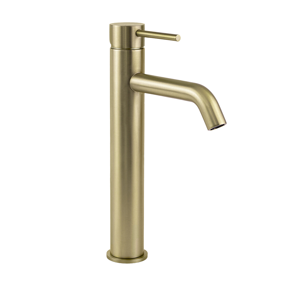 Mira Brushed Brass Gold Tall Basin Mixer