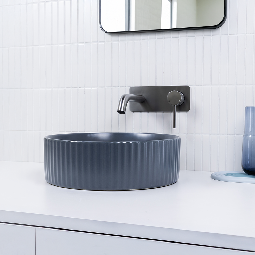 Camilla Fluted Matte Blue Basin