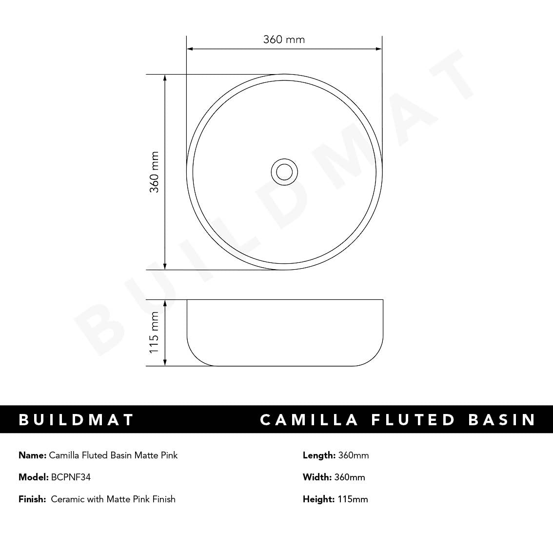 Camilla Fluted Matte Pink Basin