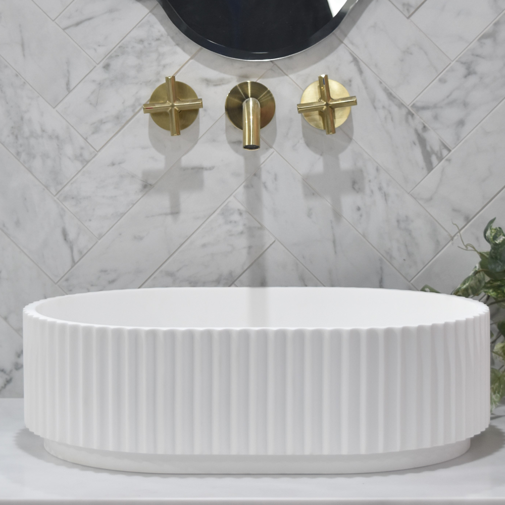 Holly Matte White Fluted Pill Basin