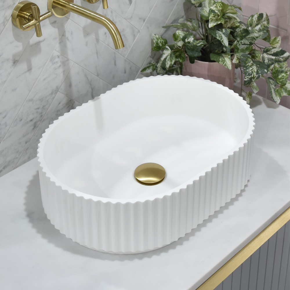 Holly Matte White Fluted Pill Basin