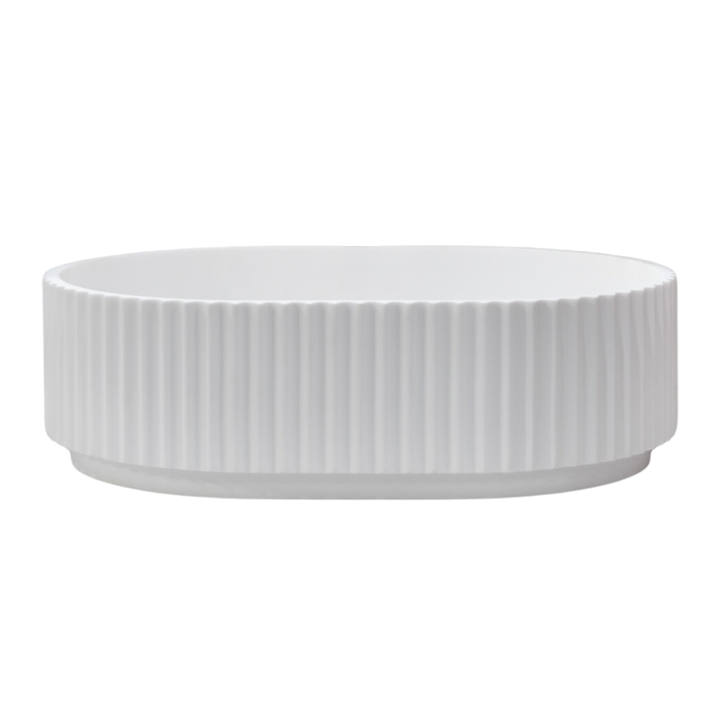 Holly Matte White Fluted Pill Basin