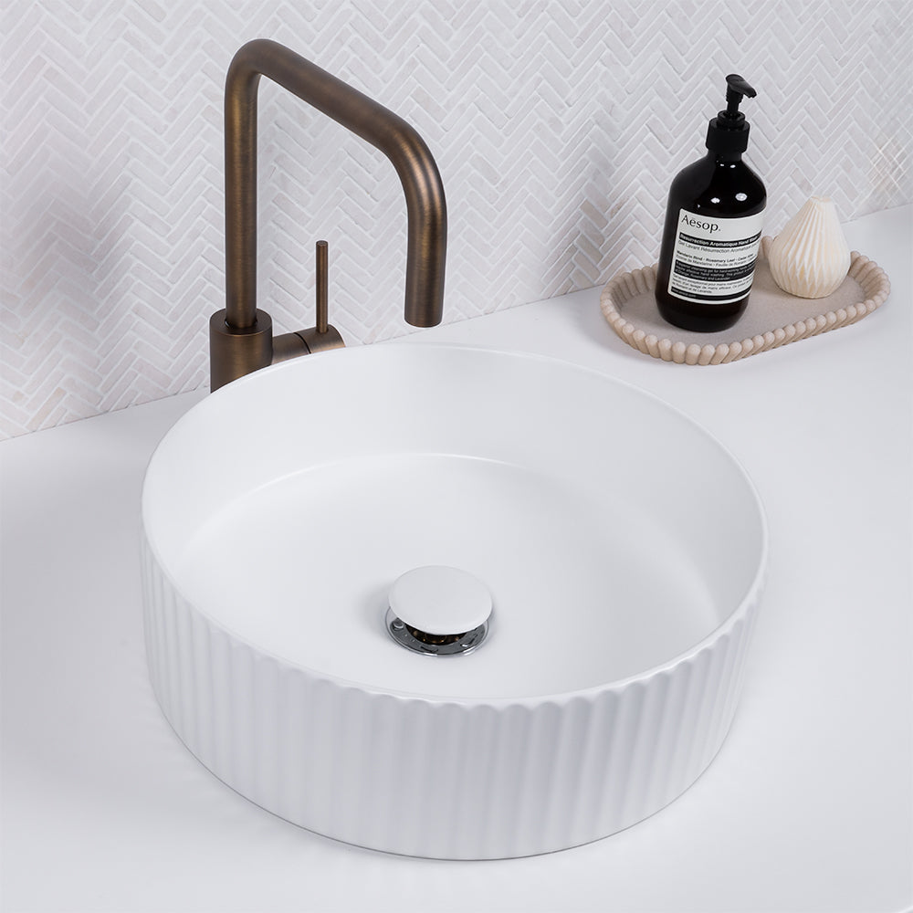 Camilla Fluted Matte White Basin