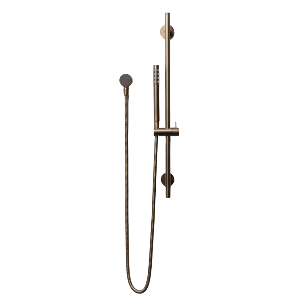 Mira Brushed Vintage Antique Brass Shower on Rail