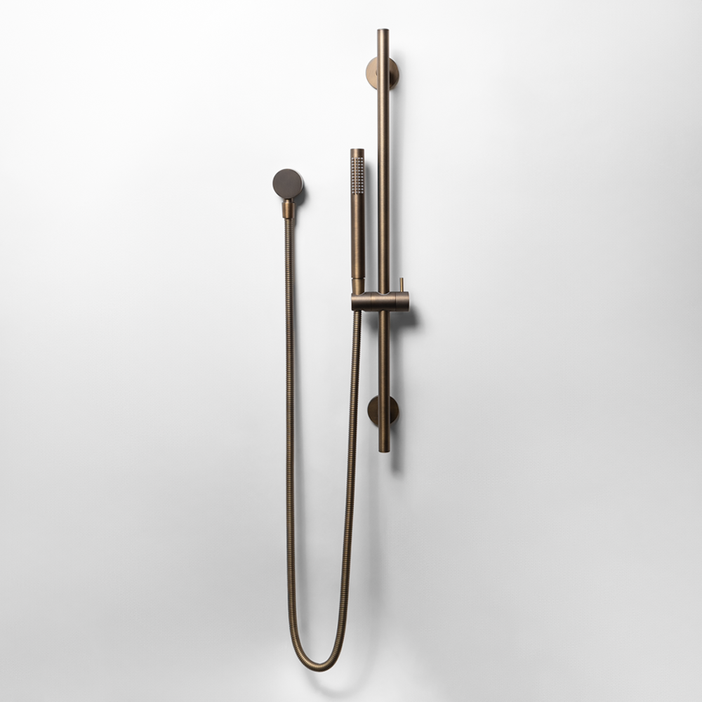 Mira Brushed Vintage Antique Brass Shower on Rail