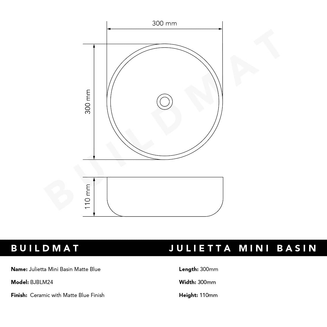 Julietta Mini Matte Blue Basin