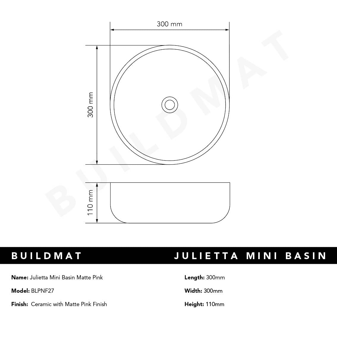 Lula Mini Fluted Matte Pink Basin